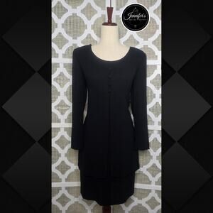 CDC Black (5) Button Split Overlay Long Sleeve Dress Size 10